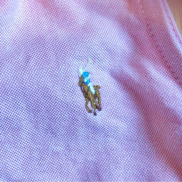 EUC Ralph Lauren Girl’s Collared Oxford Shirt Dress-Pink with Striped Belt - Picture 5 of 6